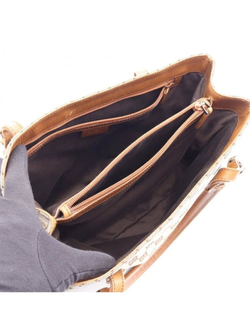 Gucci Tote Bag Bamboo GG Canvas Beige Brown Camel